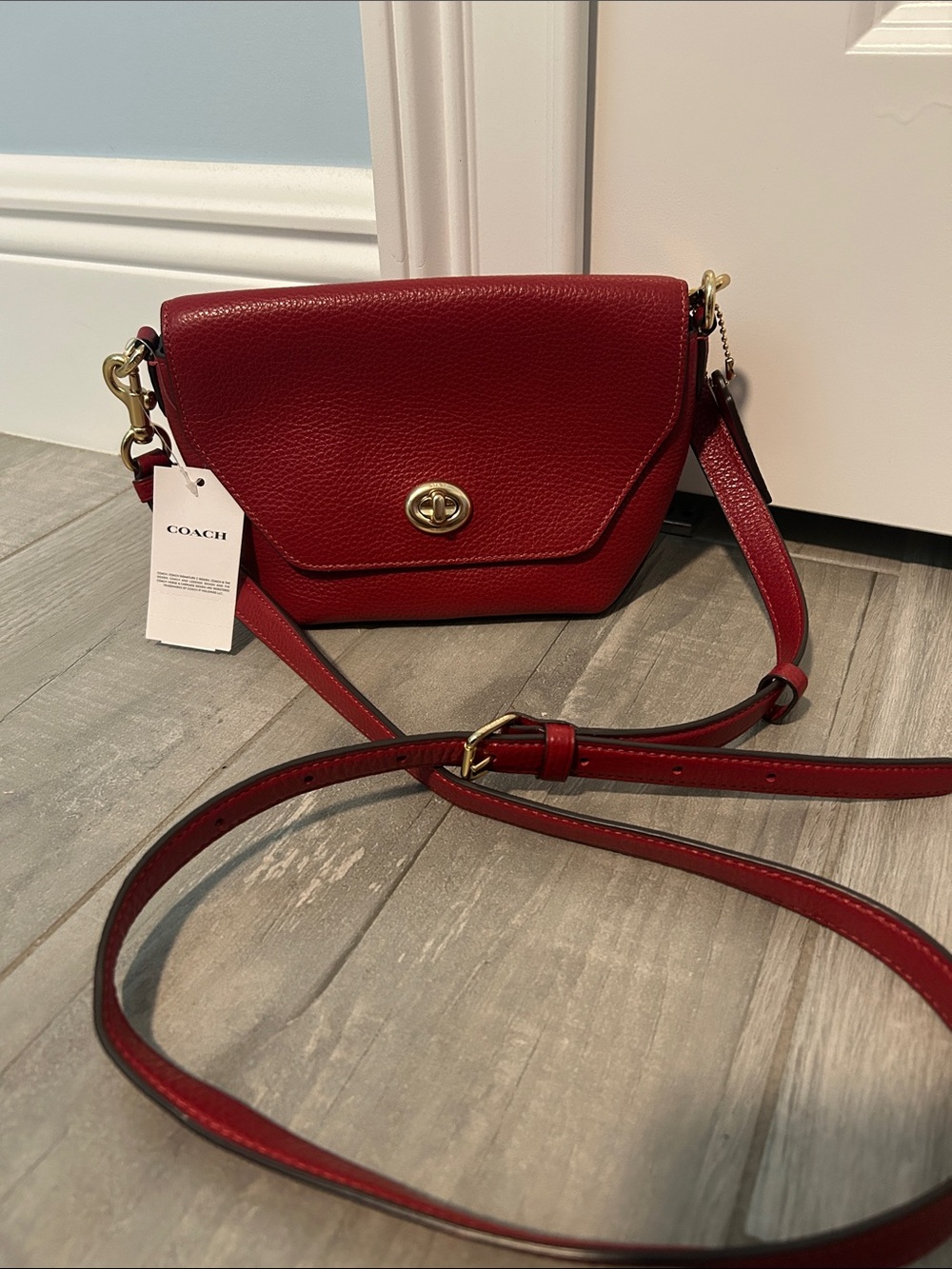 Women Bags Red Leather Crossbody Bag - Coach